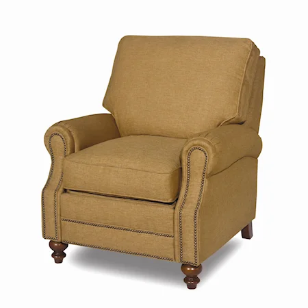 Traditional Recliner with Rolled Arms and Nailhead Trim